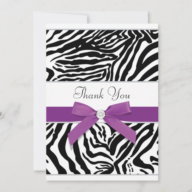 Lila Zebra Tacksamhetskort Tack Kort (Framsida)