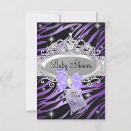 Lila Zebra tryck & Princess Tiara Baby Shower Inbjudningar