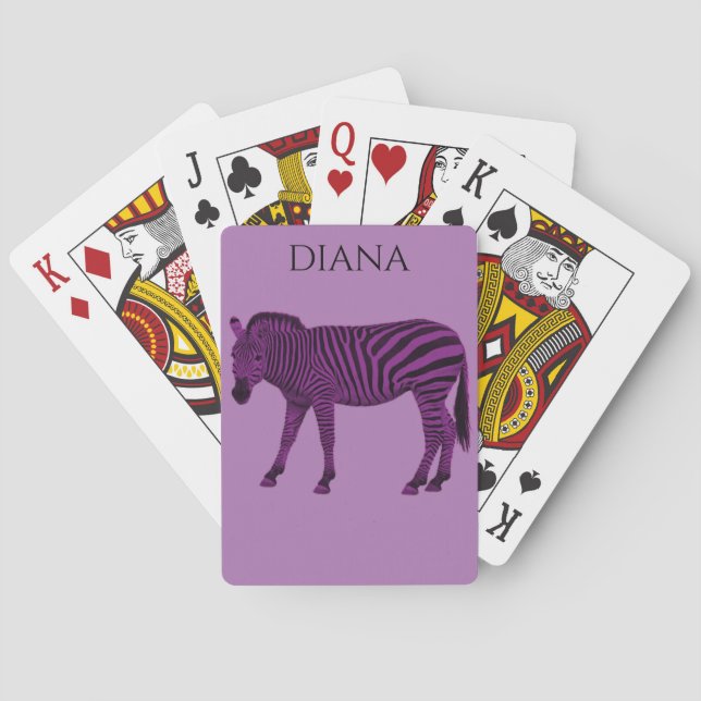 Lila zebrakort för barn. casinokort (Baksidan)