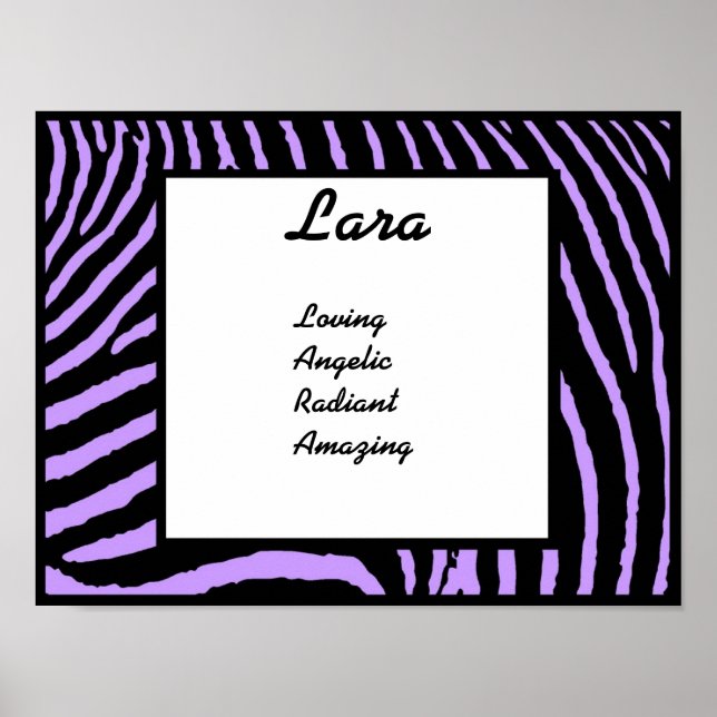 Lila Zebranamn Konsttryck Poster (Framsidan)