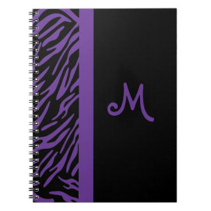 Lila Zebrastreck Monogram Anteckningsbok