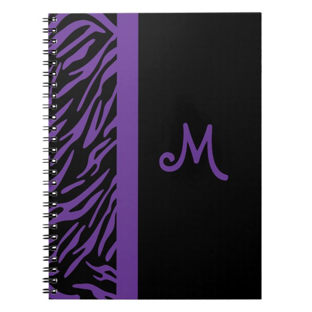 Lila Zebrastreck Monogram Anteckningsbok (Framsidan)