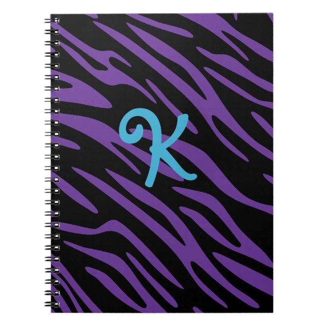 Lila Zebrastreck Monogram Anteckningsbok (Framsidan)