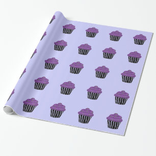 Lila Zebrastrecksmönster Cupcake Presentpapper