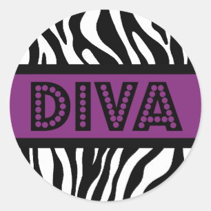 Lila & Zebratryck DIVA-typografi-partidekal Runt Klistermärke