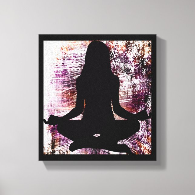 Lila Zen Woman Doing Yoga Meditation Canvas (Framsida)