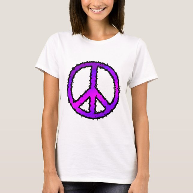 Lila Zig Zag Fredstecken T-shirt (Framsida)