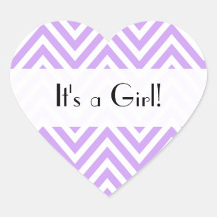 Lila Zigzag, Lila Chevron, babyskor Hjärtformat Klistermärke