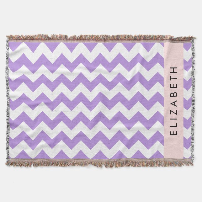 Lila Zigzag, Lila Chevron, ditt namn Filt (Framsidan)