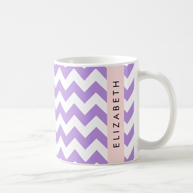 Lila Zigzag, Lila Chevron, ditt namn Kaffemugg (Höger)
