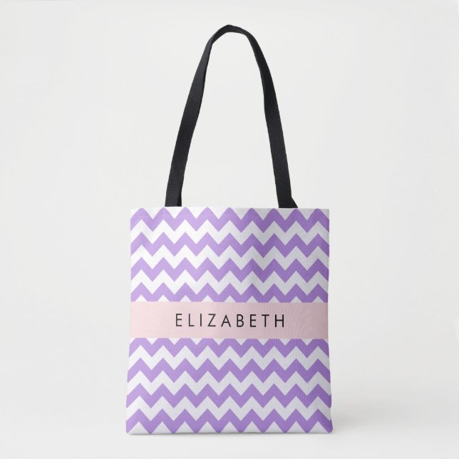 Lila Zigzag, Lila Chevron, ditt namn Tygkasse (Framsida)