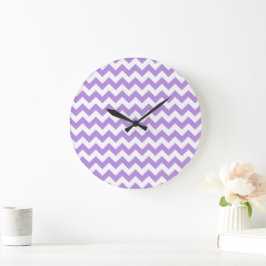 Lila Zigzag, Lila Chevron, Geometric Mönster Stor Klocka