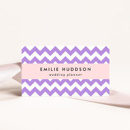 Lila Zigzag, Lila Chevron, Geometric Mönster Visitkort