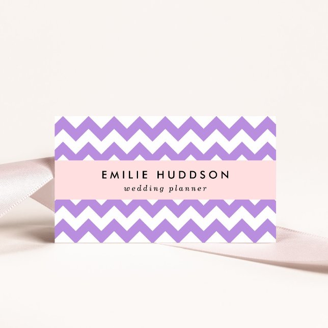 Lila Zigzag, Lila Chevron, Geometric Mönster Visitkort (Skapare uppladdad)