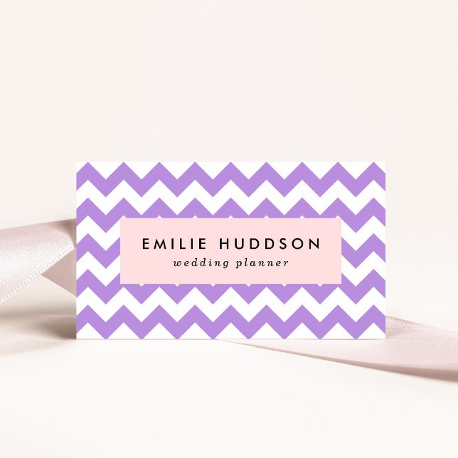 Lila Zigzag, Lila Chevron, Geometric Mönster Visitkort (Skapare uppladdad)