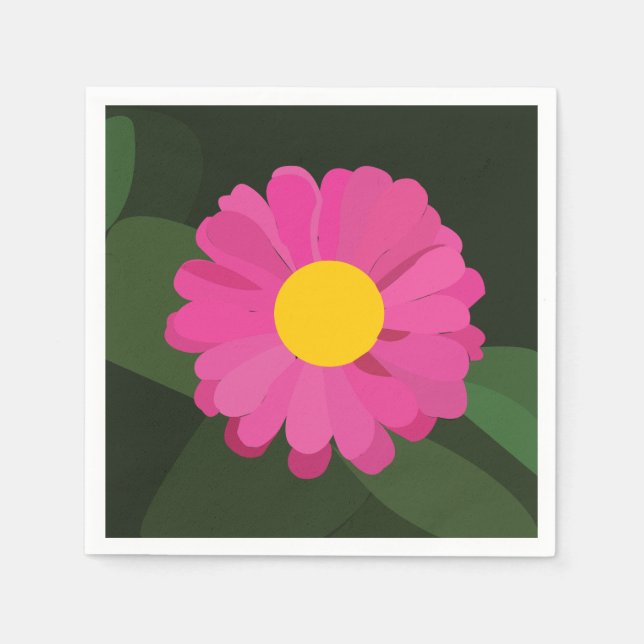 Lila Zinnia Blomma Blommig Fest Pappersservett (Framsidan)