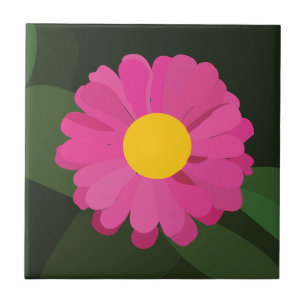 Lila Zinnia Flower Blommigt Kakelplatta