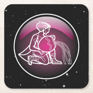 Lila Zodiac Aquarius Underlägg Papper Kvadrat