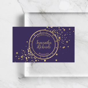 Lila Zodiac Astrology Guld Stars Visitkort