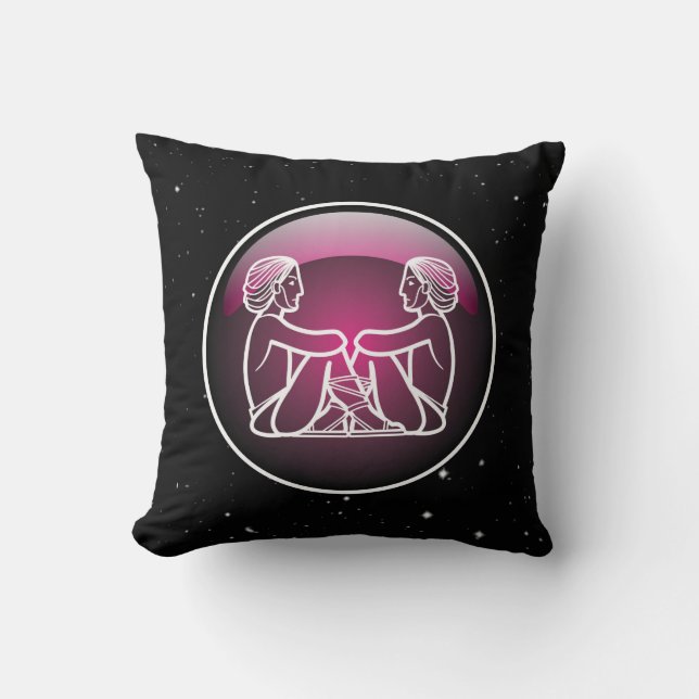 Lila Zodiac Gemini Kudde (Framsida)