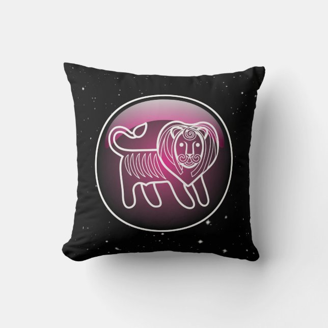 Lila Zodiac Lejon Kudde (Framsida)