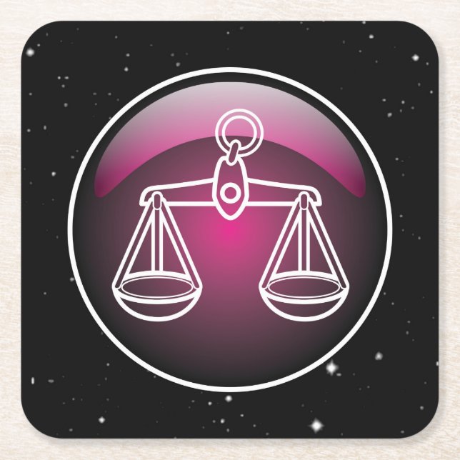 Lila Zodiac Libra Underlägg Papper Kvadrat (Framsidan)