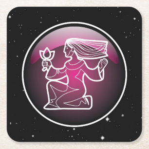 Lila Zodiac Våg Underlägg Papper Kvadrat