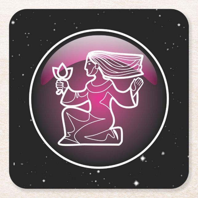 Lila Zodiac Våg Underlägg Papper Kvadrat (Framsidan)