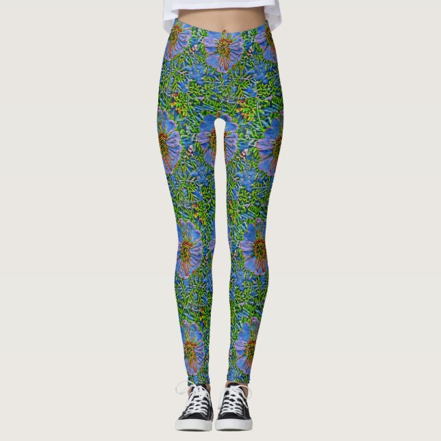 Lilablommamålning Leggings (Framsida)