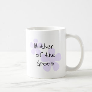 Lilablommamor av brudgummen kaffemugg