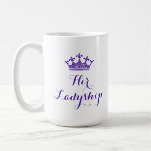 Lilablomman krönar som henne, skrivar en ladys kaffemugg