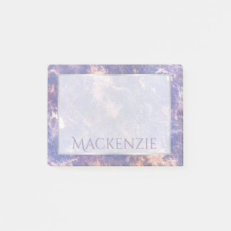 Lilac-Abstrakt | Lila Guld Splatter Brushstrokes Post-it Block