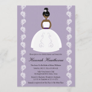 Lilac African American Söt Bride Möhippa Inbjudningar
