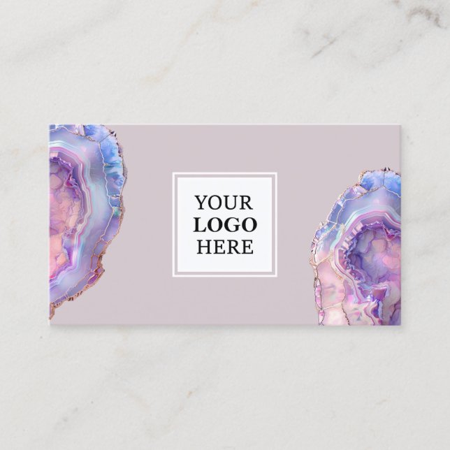 Lilac Agate Geode Business Card Visitkort (Framsida)