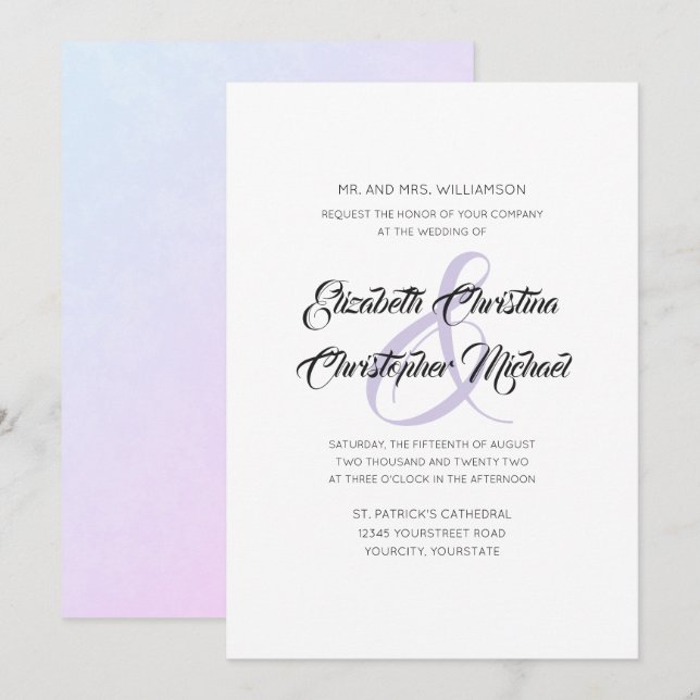 Lilac Ampersand Amplitude med enkel Elegant Inbjudningar (Fram/baksida)