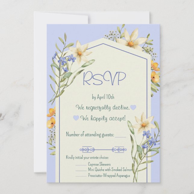 Lilac And White Wildflowers Geometric RSVP Card Inbjudningar (Framsida)
