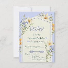 Lilac And White Wildflowers Geometric RSVP Card OSA Kort