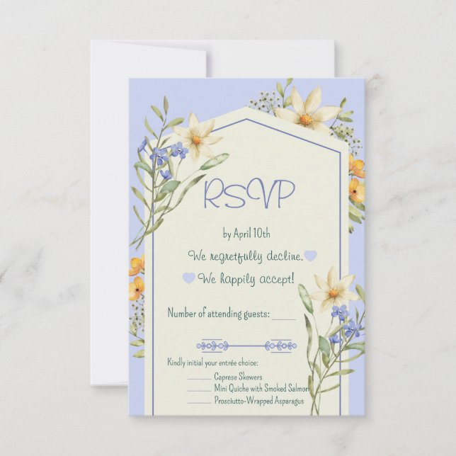 Lilac And White Wildflowers Geometric RSVP Card OSA Kort (Framsida)