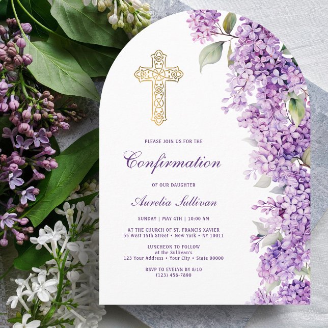 Lilac Arch Confirmation Inbjudningar (Skapare uppladdad)