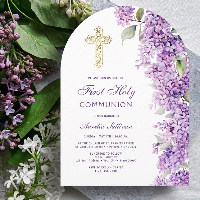 Lilac Arch First Communion Invitation Inbjudningar (Skapare uppladdad)