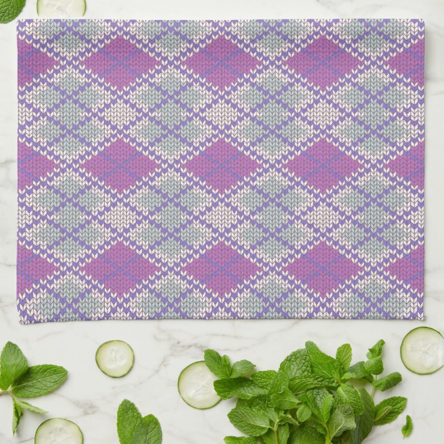 LILAC ARGYLE STICKA Kitchen Dish Towel Kökshandduk (Vikta)