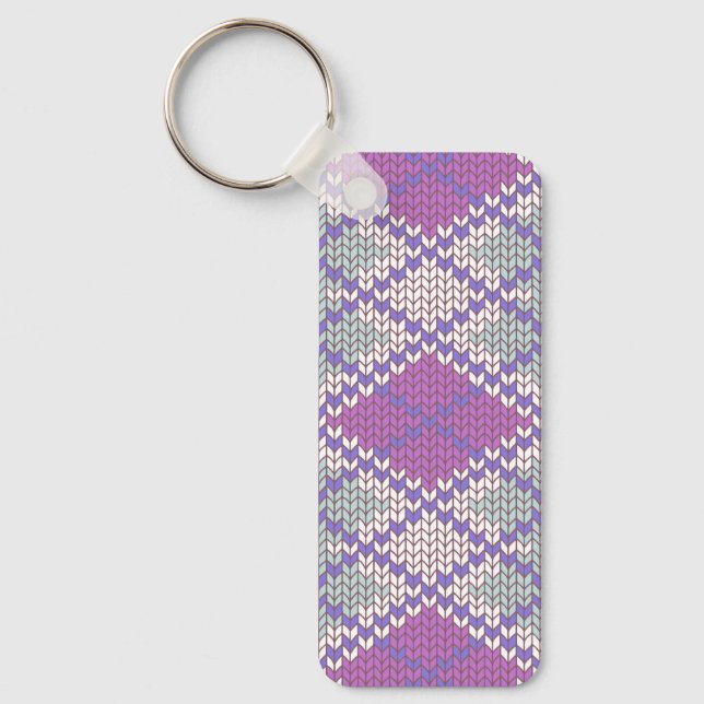 LILAC ARGYLE STICKA Rectangle Aluminium Keychain Nyckelring (Framsida)