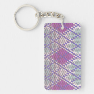 LILAC ARGYLE STICKAD Rektangel Akryl Nyckelring