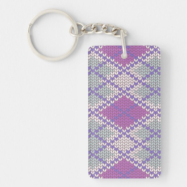 LILAC ARGYLE STICKAD Rektangel Akryl Nyckelring (Framsidan)