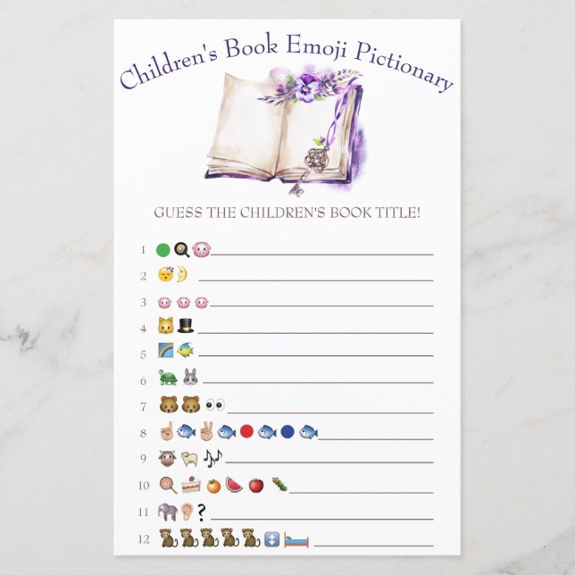 Lilac Barnbok Emoji Baby Shower Lek (Framsida)