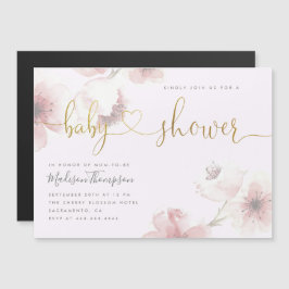 Lilac | Barnskor för Cherry Blommar Guld Blommigt Magnetisk Inbjudningskort