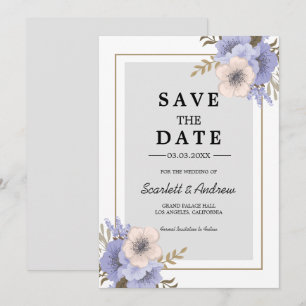 Lilac & Beige Flowers Spara datuminbjudan Inbjudningar