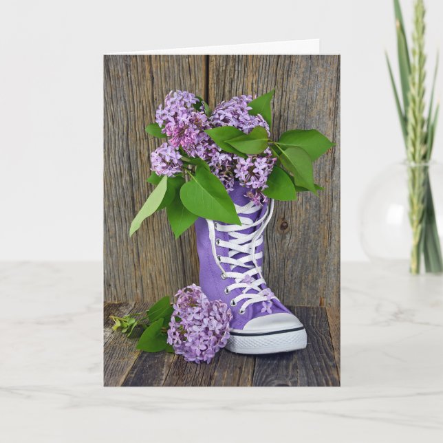 Lilac Birthday Bouquet i Sneaker Kort (Framsida)