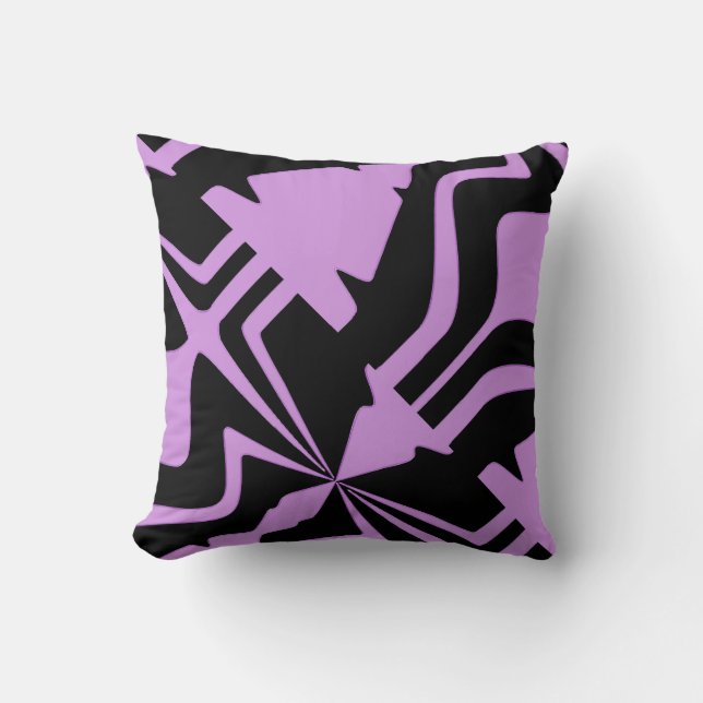 Lilac Black Diagonal Abstrakt Ljud Wave Mönster Kudde (Framsida)