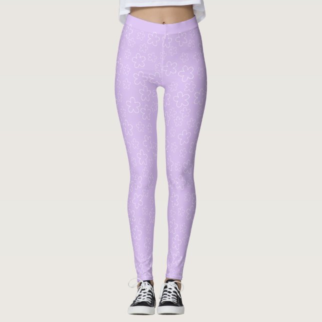 Lilac-Blommar Leggings (Framsida)